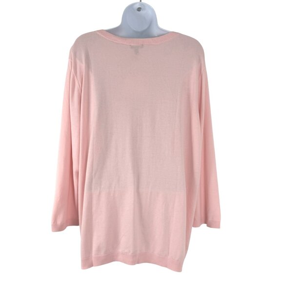 Talbots Cardigan Sweater 2X Pink Cotton Rayon Preppy Solid NWT CJ-2180 - Picture 5 of 10